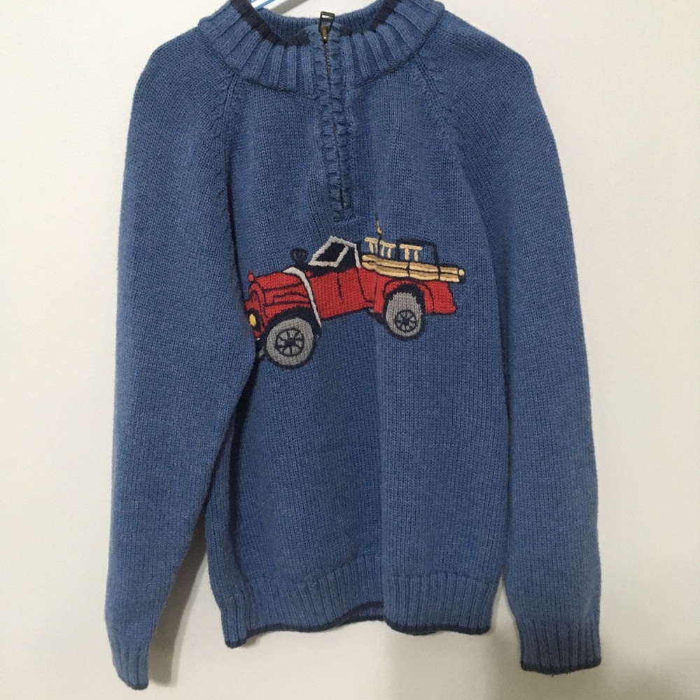 Gymboree Vintage Fire Truck 1/4 Zip Sweater Boys 6